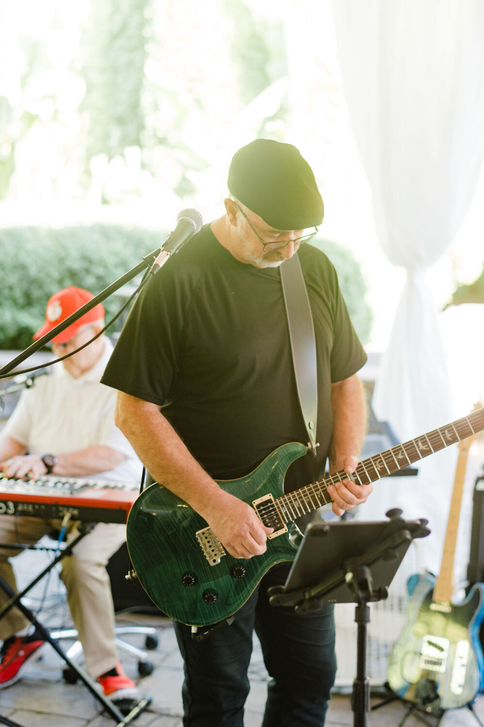 Guitarist playing during an event