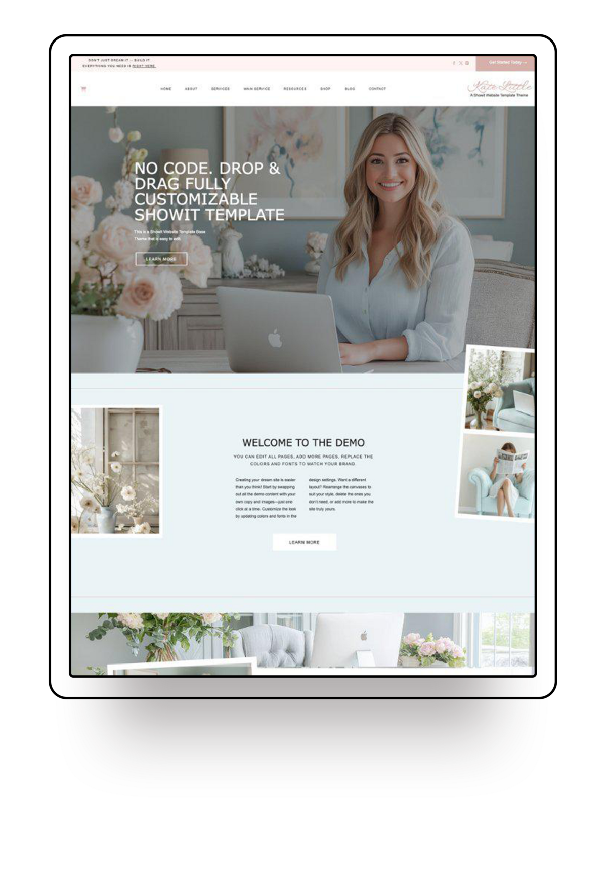 Website template offered for showit template customization Palme Design Co