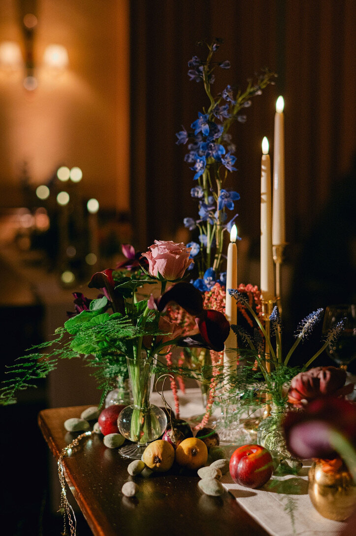 luxury tablescape design from romantic wedding reception at ebell los angeles