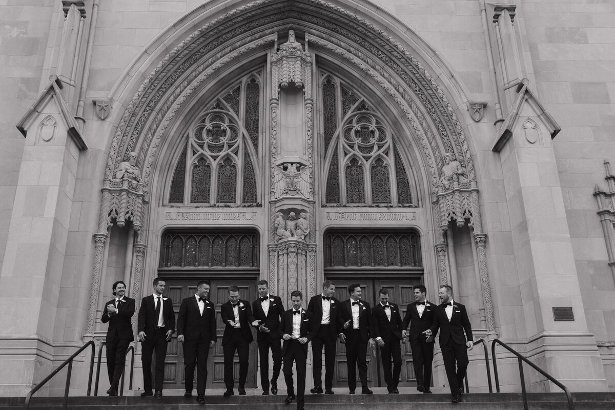 Cathedral wedding photography Indianapolis bridal party portrait