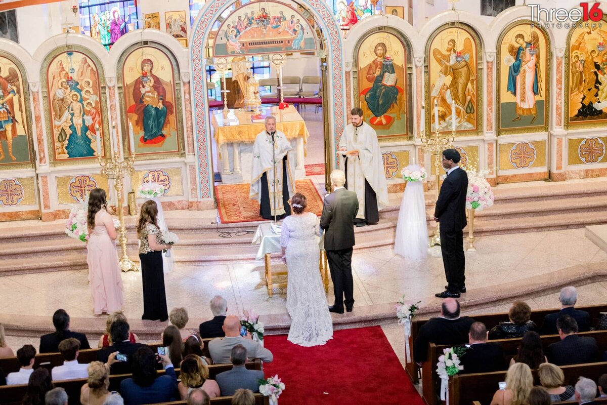 Greek Orthodox wedding ceremony in action