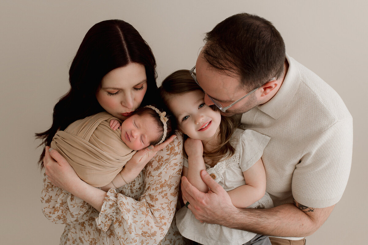 New baby family session in studio