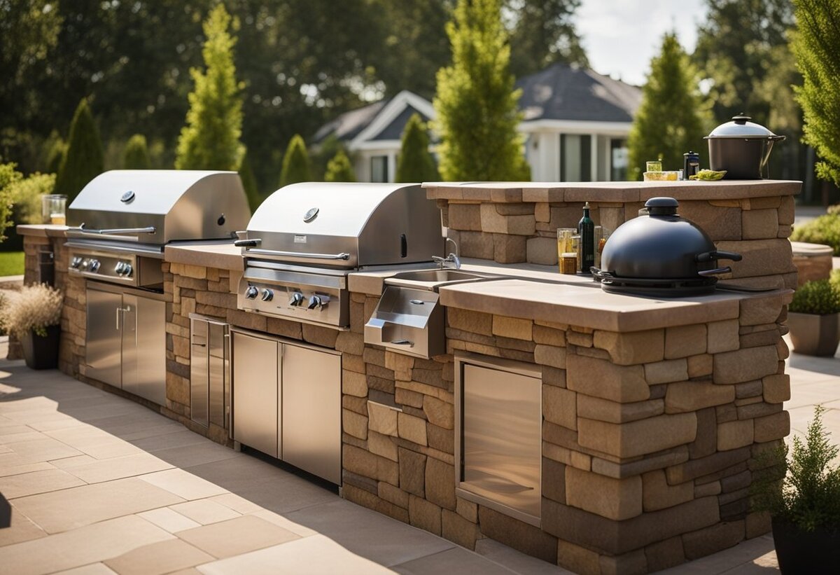 Double grilling station for an outdoor kitchen design at a Dallas, TX home