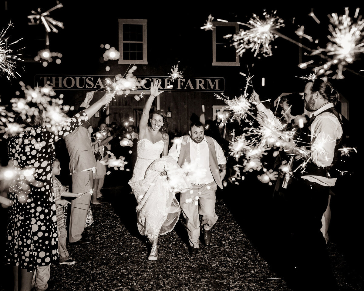 Sparkler exit farm wedding in Central Florida by Florida wedding Photographer Michelle Coombs Photography