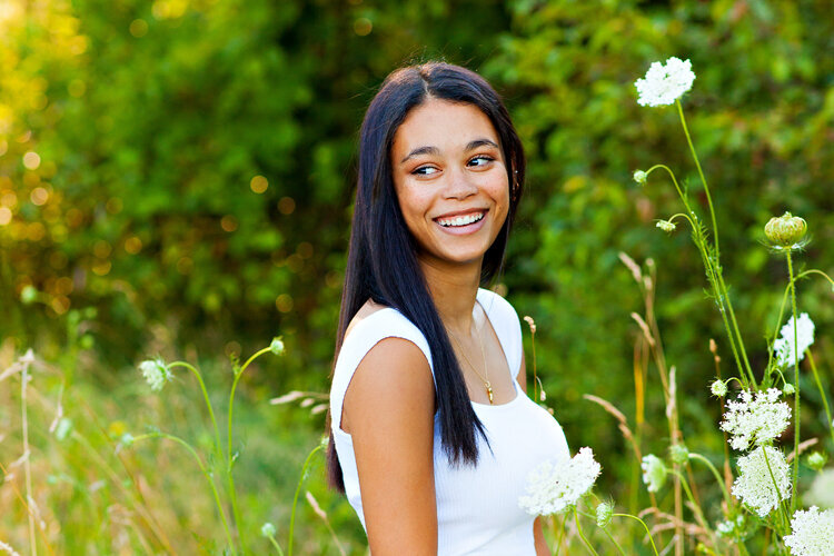 northville south lyon michigan senior portraits flower photography