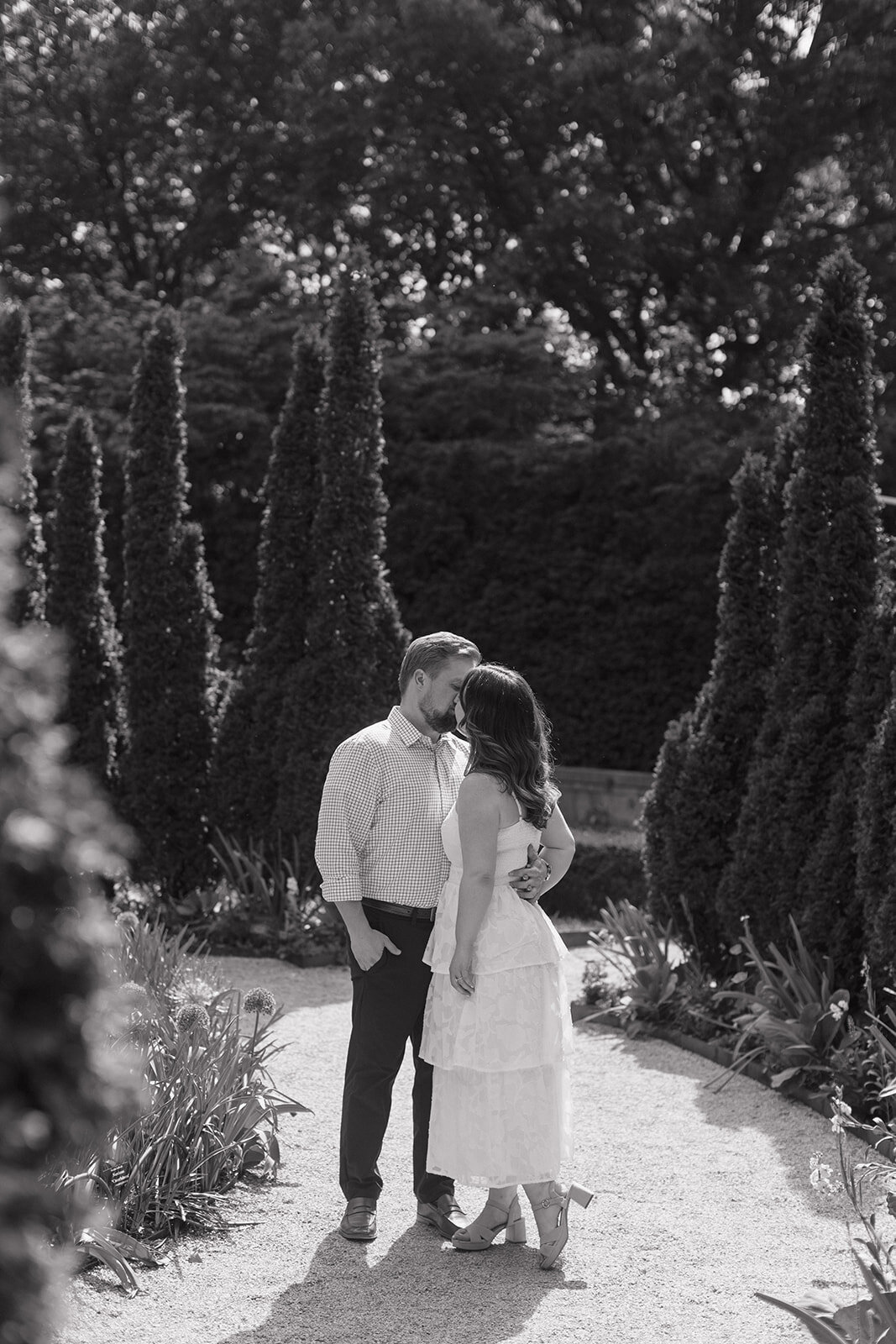 Romantic black and white engagement photo Indianapolis