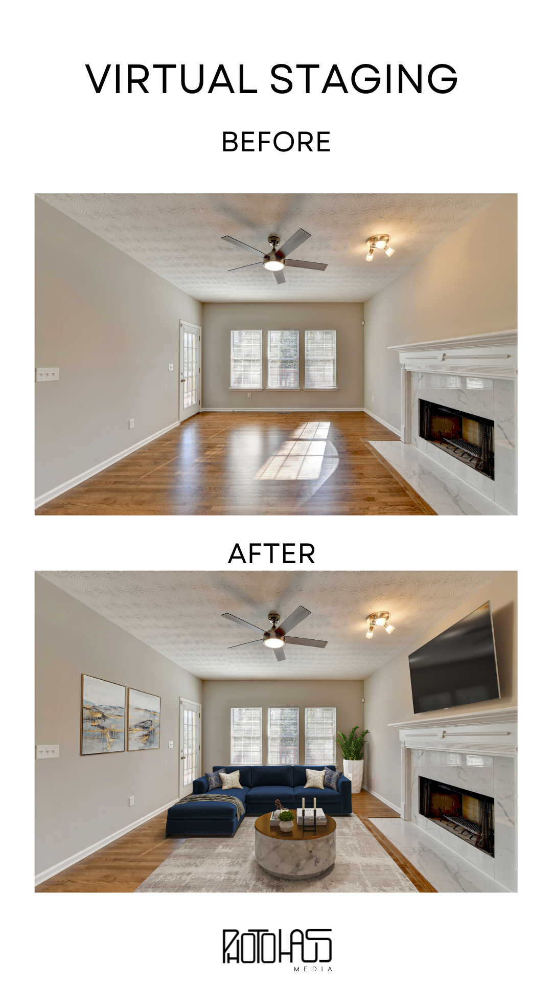 Virtual Staging Editing for Atlanta Realtors by Atlanta Georgia Real Estate Photography Company Photo Haus Media
