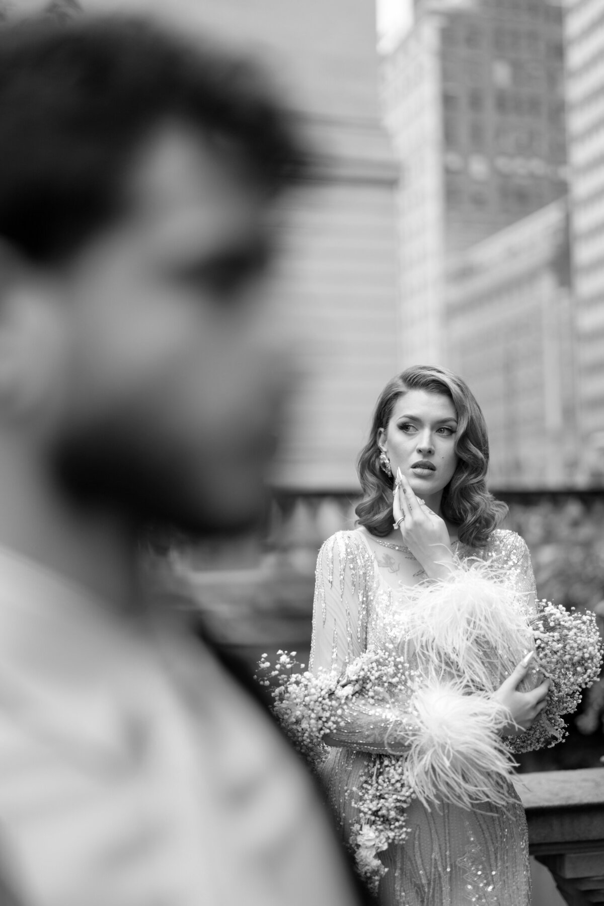 Berlez-Aspen-Avenue-Chicago-Wedding-Photographer-Glam-Atelier-Clair-De-Lune-Vintage-Bob-Mackie-Sheer-Beaded-Gown-Luxury-Engagement-Art-Institute-of-Chicago-South-Garden-12