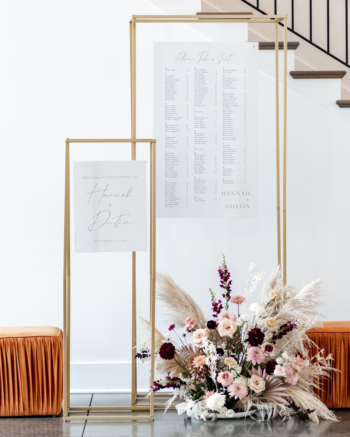 seating chart flowers, studio fleurette, hutton house studio fleurette