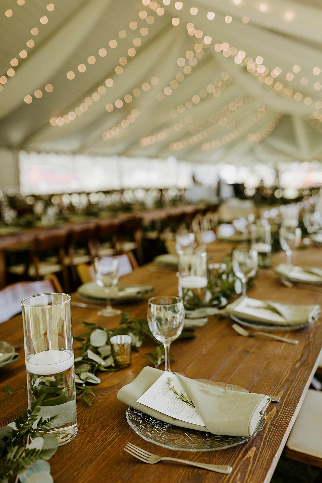 elegant farm tables reception