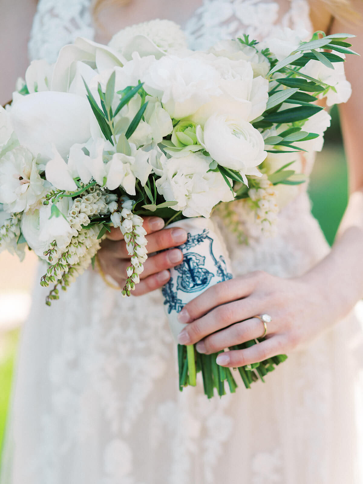 Custom all-white bridal bouquet