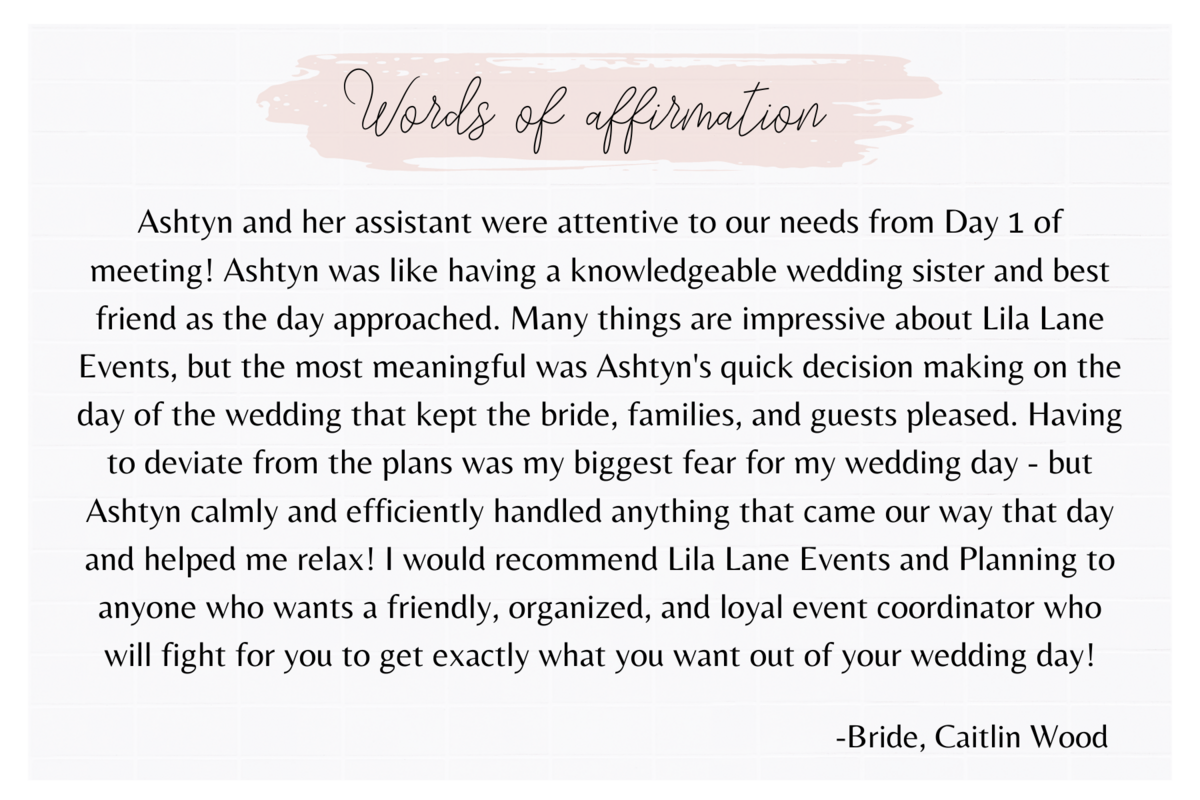 Copy of Ashtyn was absolutely amazing during the entire wedding planning process and knocked it out of the park the day of the wedding! She was extremely responsive and answered all of our questions without hesitatio