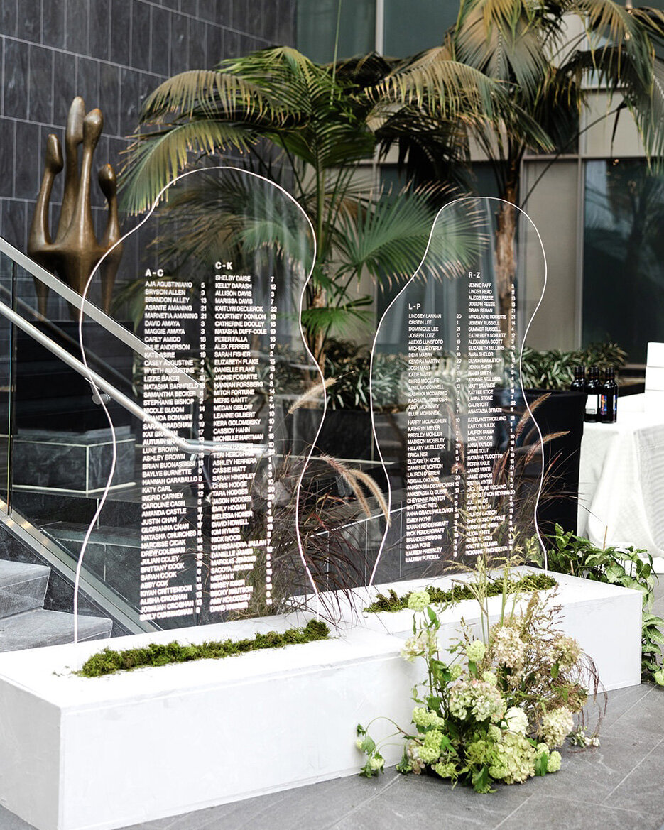 Dominique Alba Studio colorful modern custom signage coorporate Gala light up seating chart