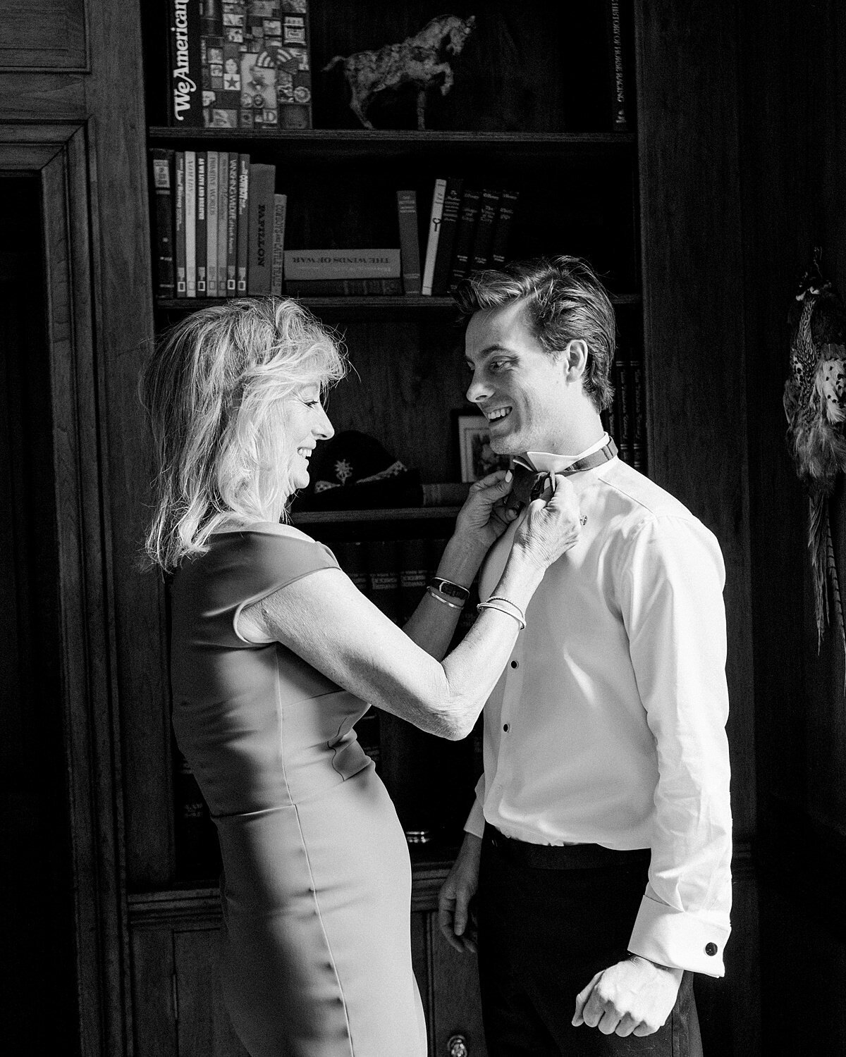 Grooms Mother Helps Groom Getting Ready