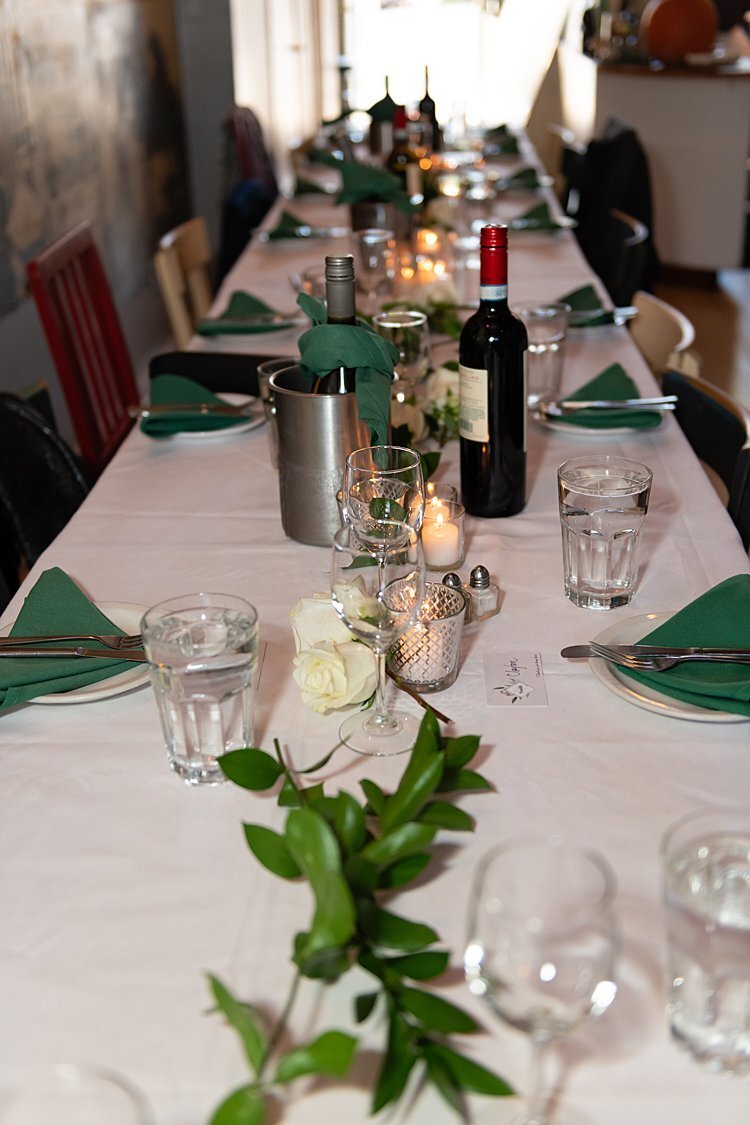 Simple but elegant wedding table decor at a Cafe du Jour wedding reception in Pittsburgh, PA