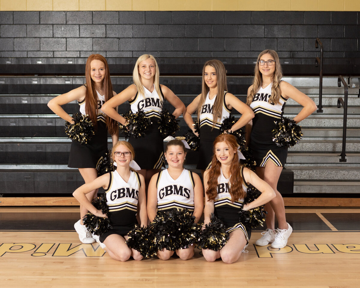 Grand Bay High School cheerleader team photo.
