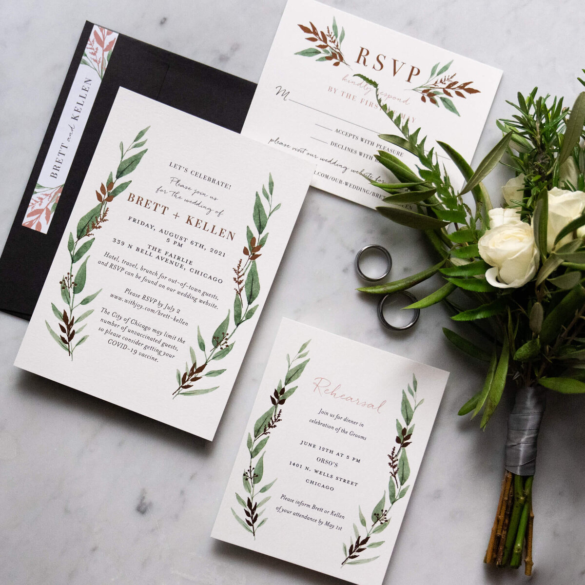 chicago-chic-wedding-invitation-paper-suite-stationery-rings-boutonniere