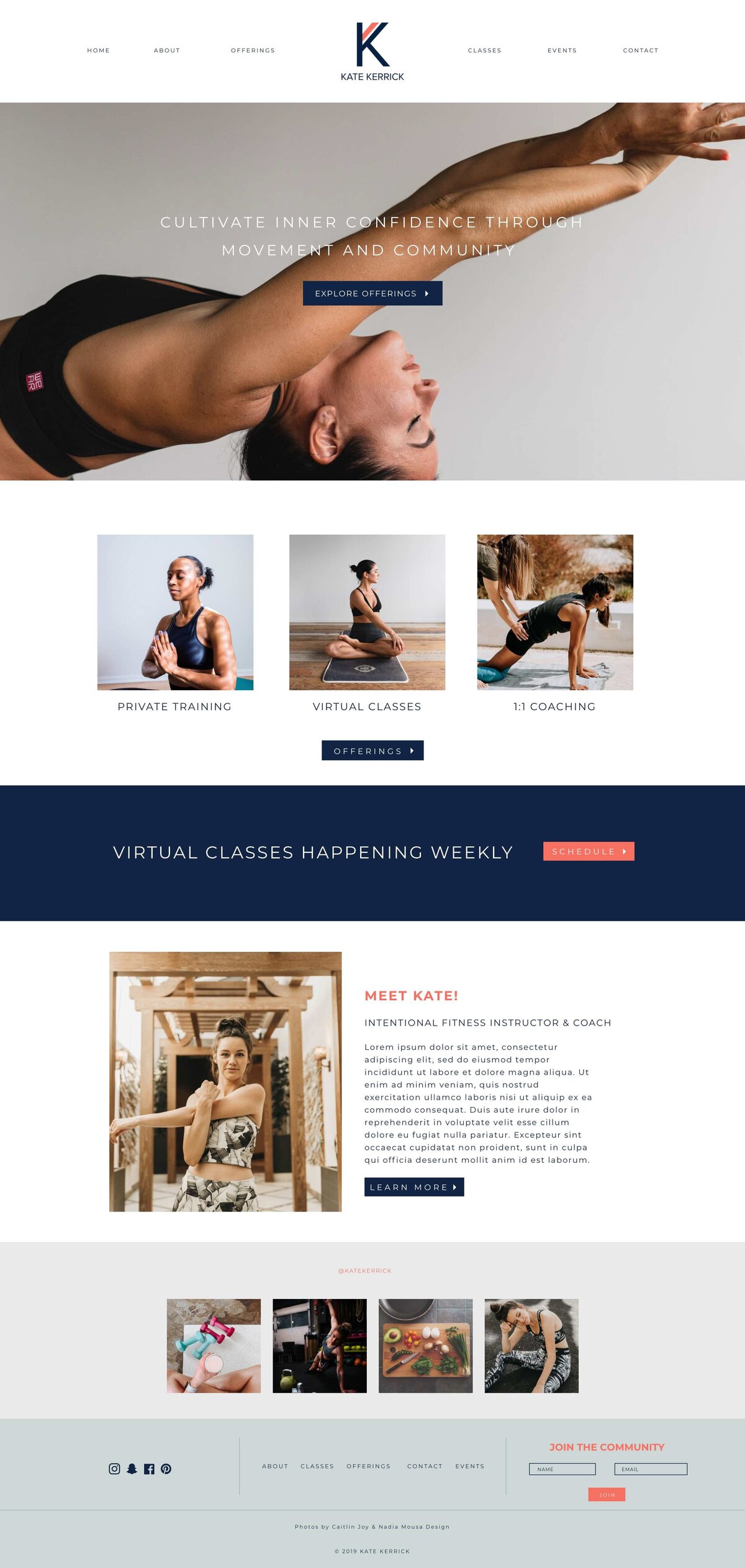 Website design  for fitness and wellness coach for women