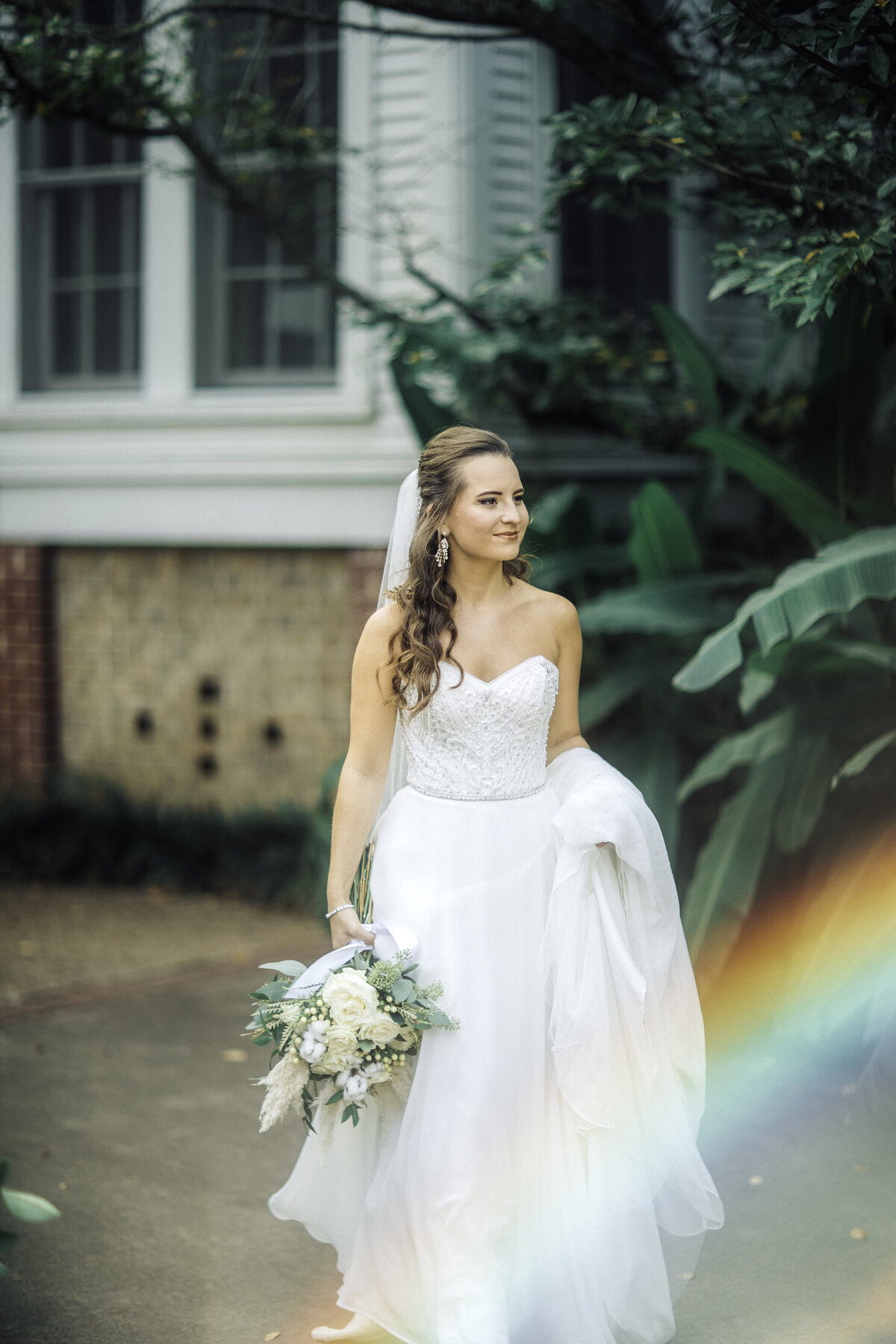 Wedding Photograph Of Bride Walking in Her White Wedding Gown Los Angeles