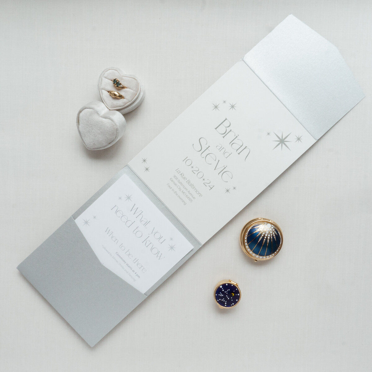 celestial Wedding Invitations with pocket and detail card
