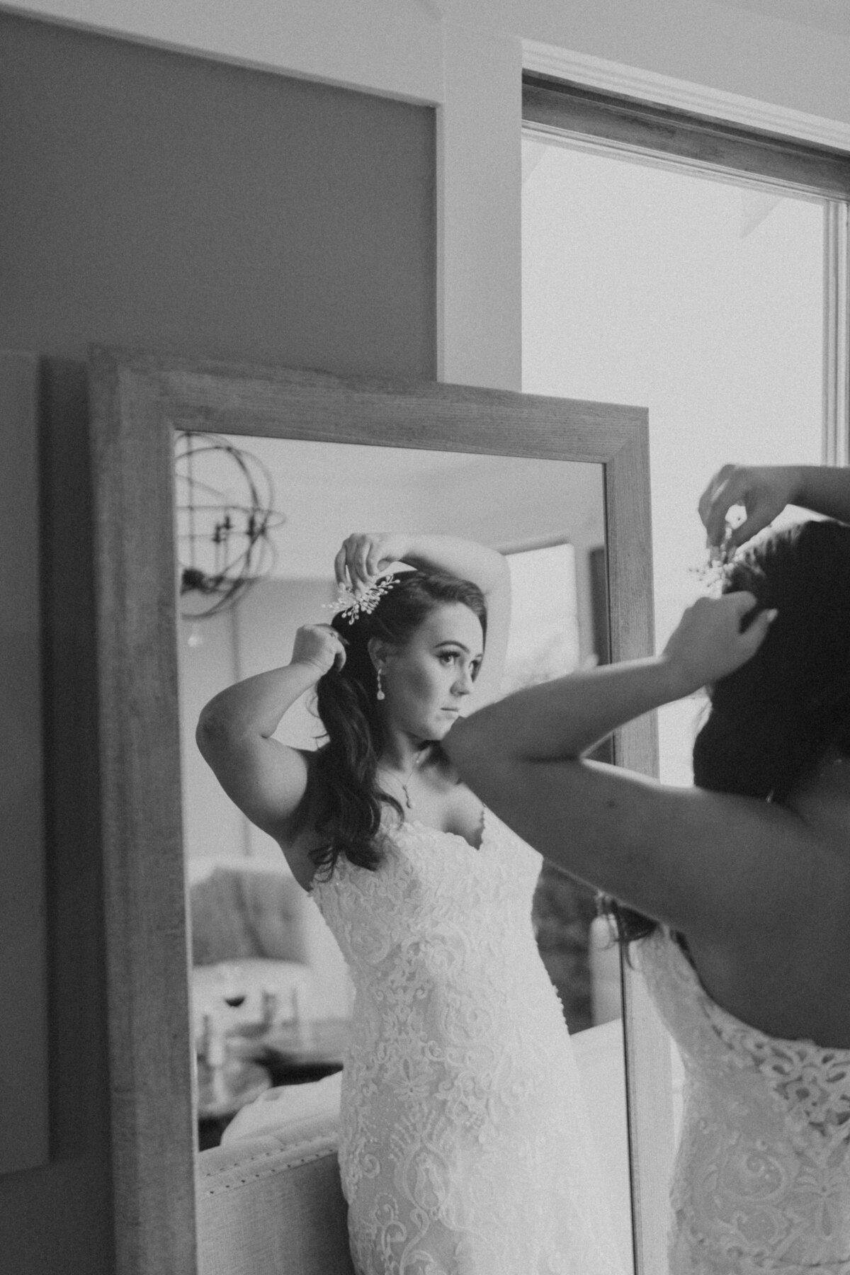 bride getting ready at the manor house