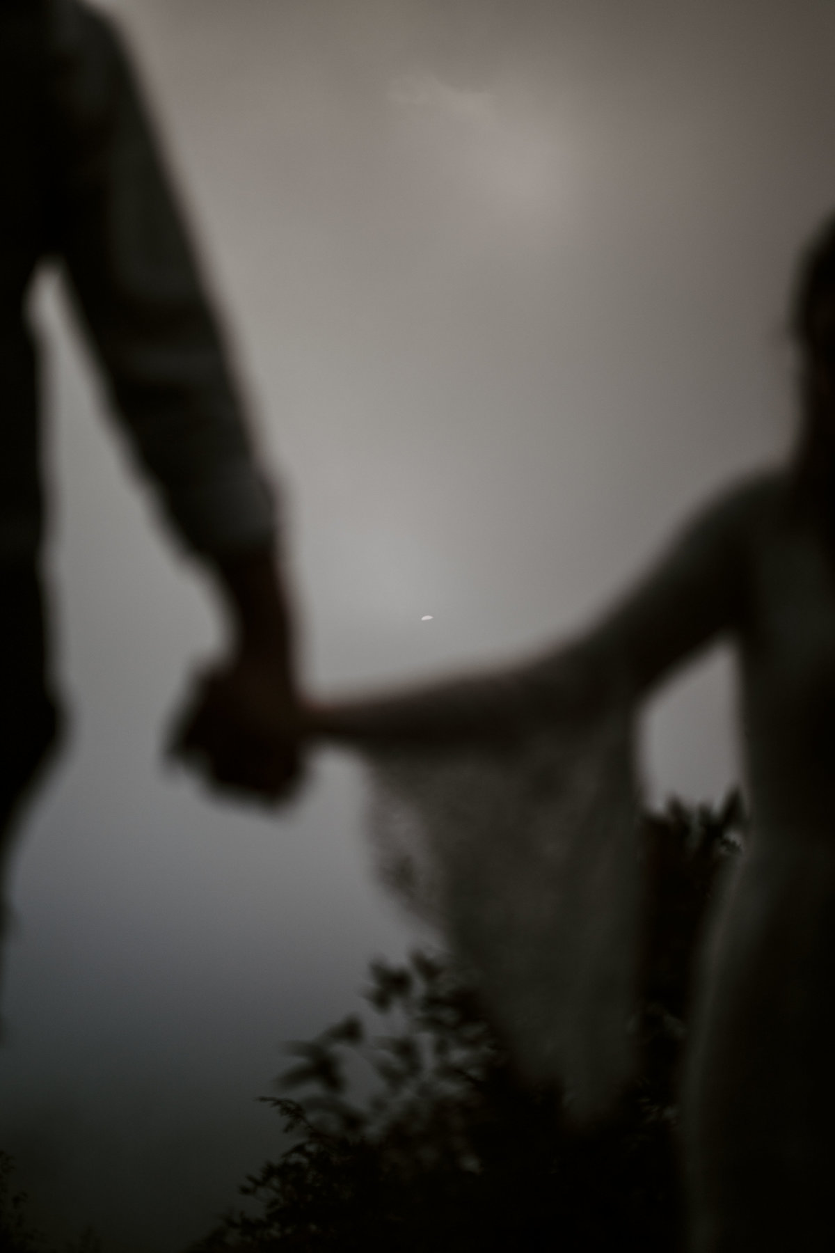 A couple holding hands on the blue ridge parkway