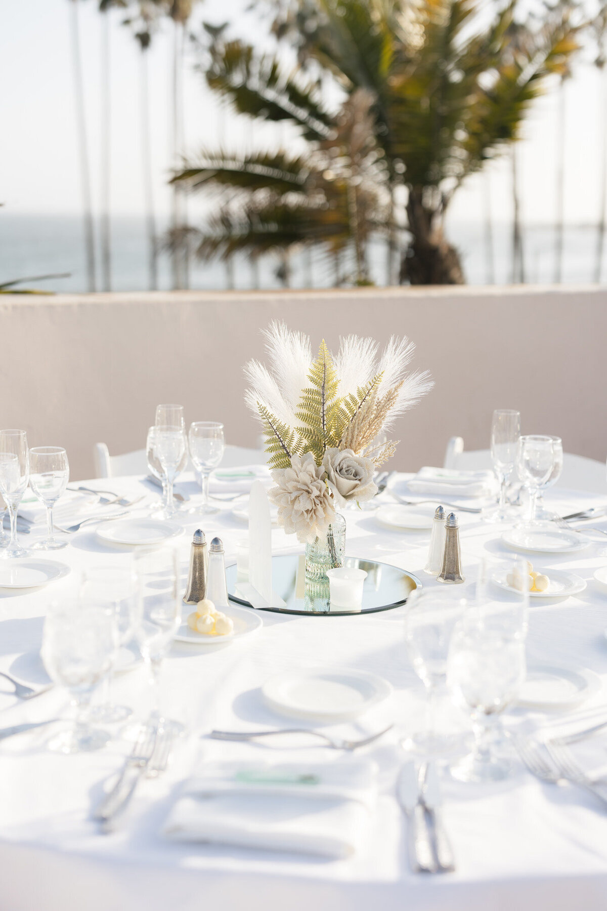 Reception wedding table decor at Hilton Beachfront Resort Santa Barbara