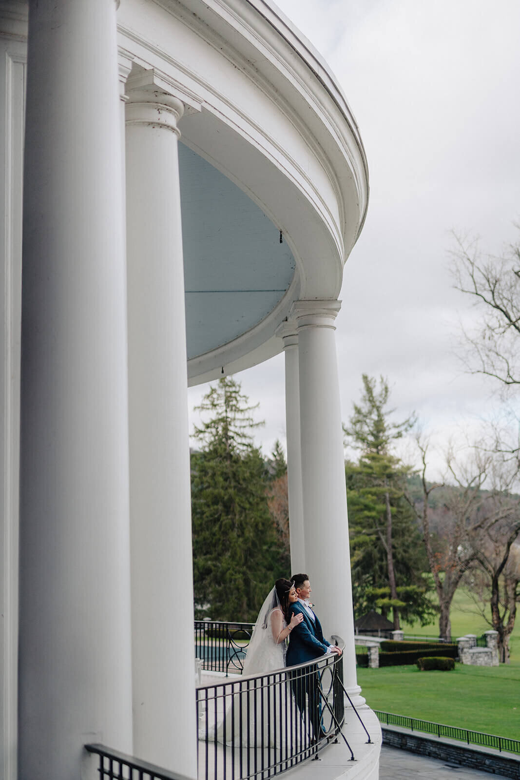 Wedding picture at  Otesaga Resort overlooking the resort grounds