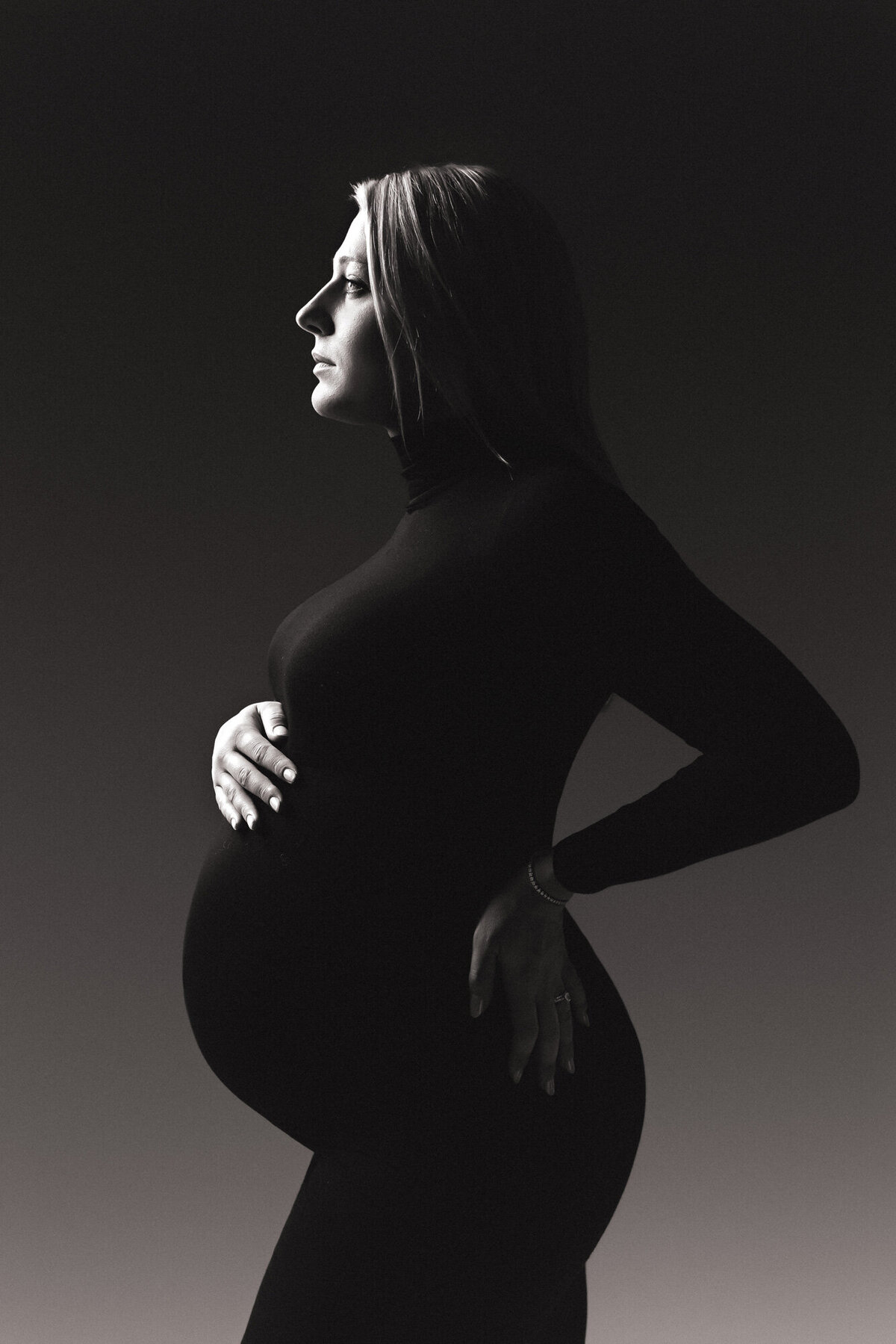 black-white-editorial-black-dress-fresno-maternity-photographer
