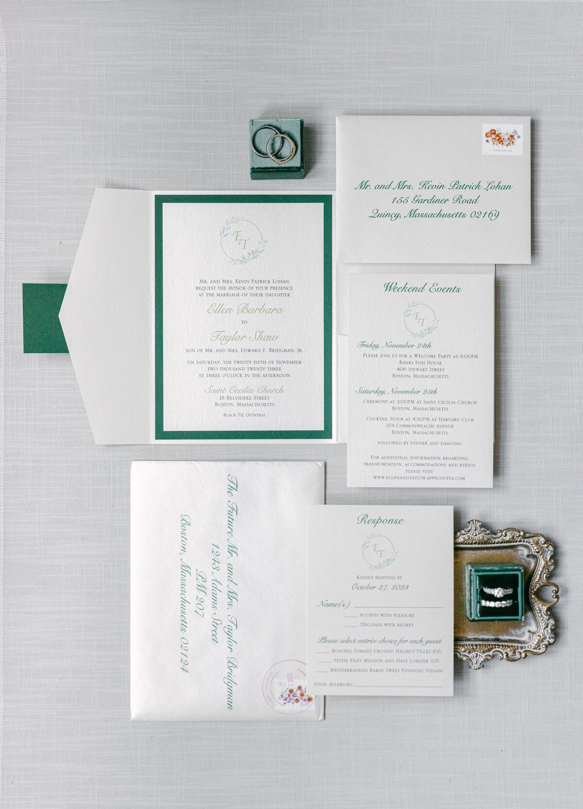 teal and white wedding invitations