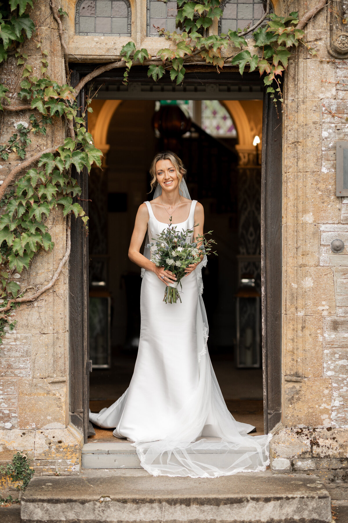 Bridal portrait at Devon marquee wedding