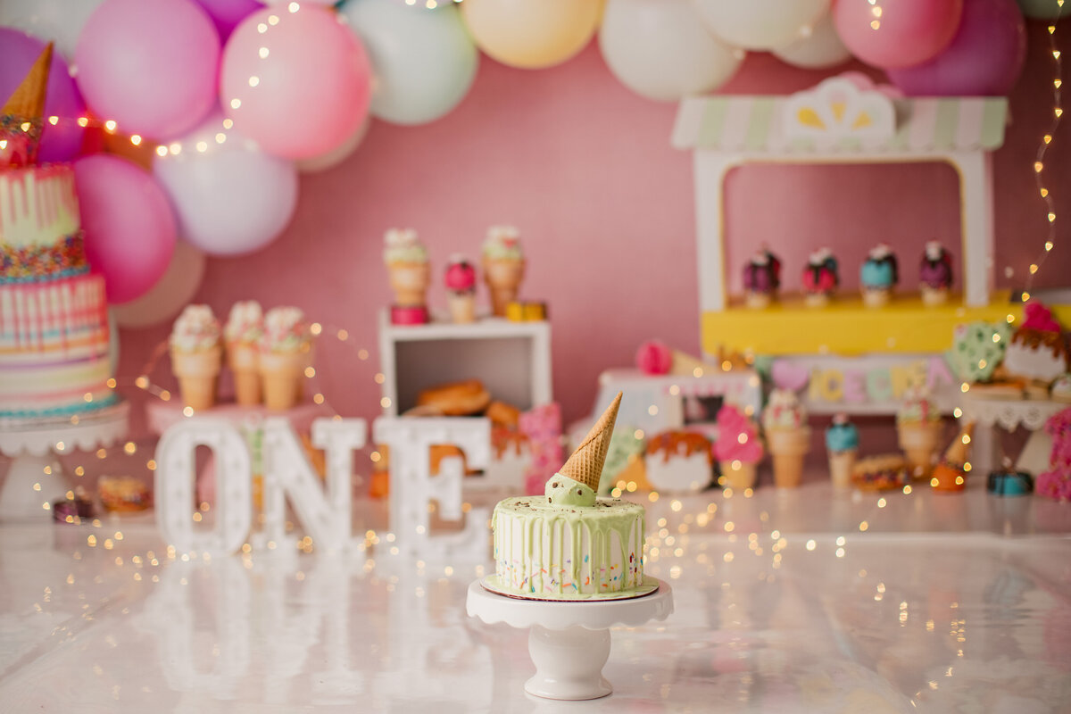 Huntsville AL Best Cake Smash First Birthday Photographer Studio Ice Cream Theme