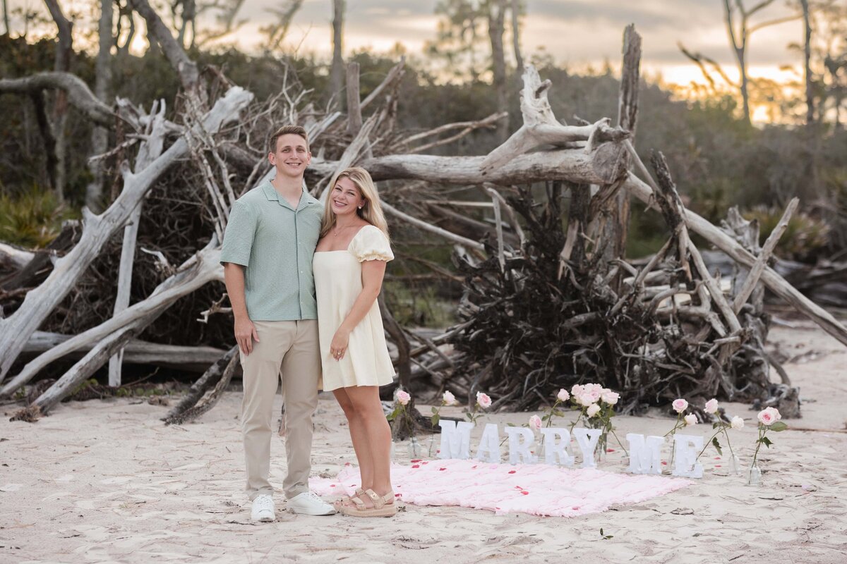Surprise proposal photos at Boneyard Beach, Jacksonville, FL | Phavy Photography, Jacksonville Proposal Photographer