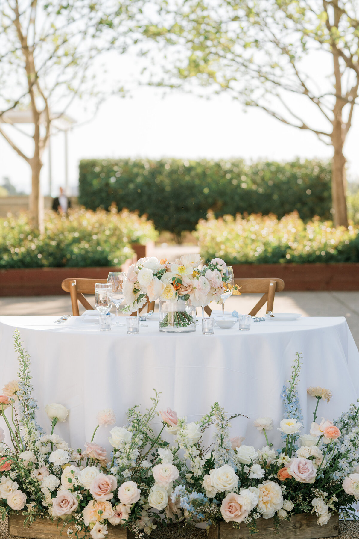 White Ranunculus on Sweetheart Table