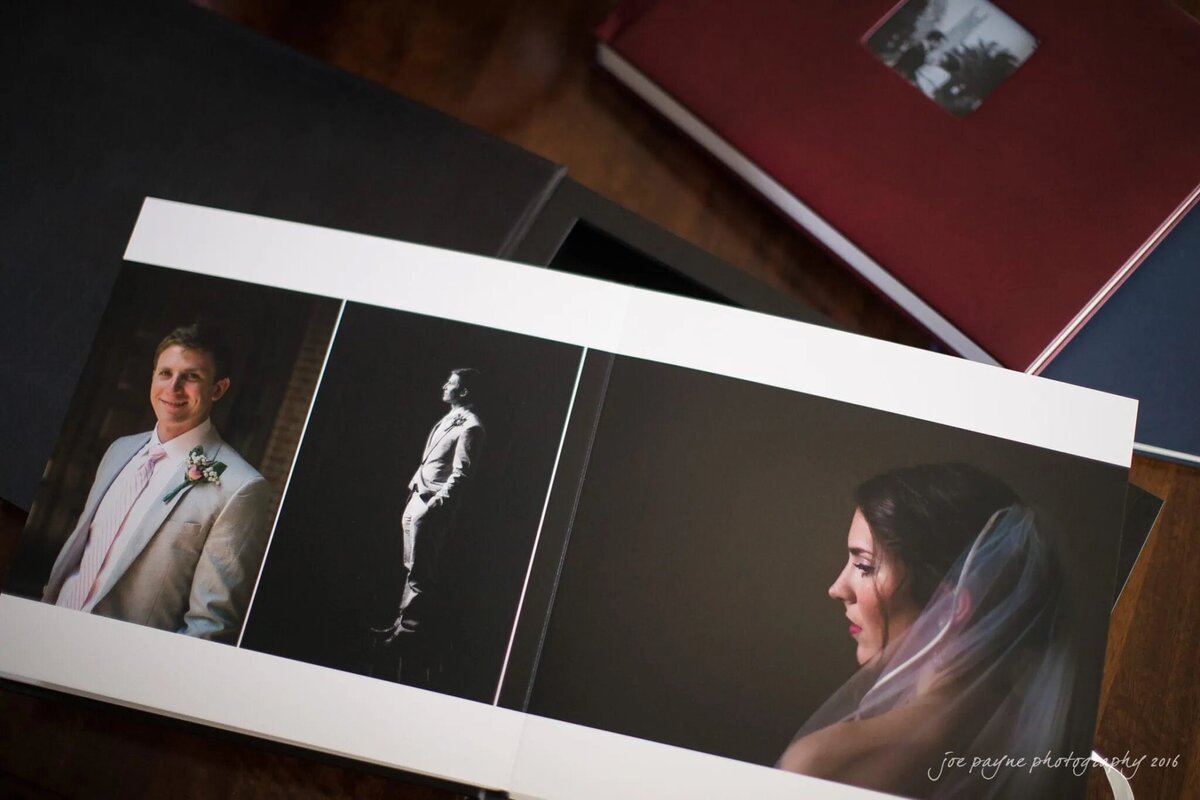 Bride and groom images printed in a wedding album