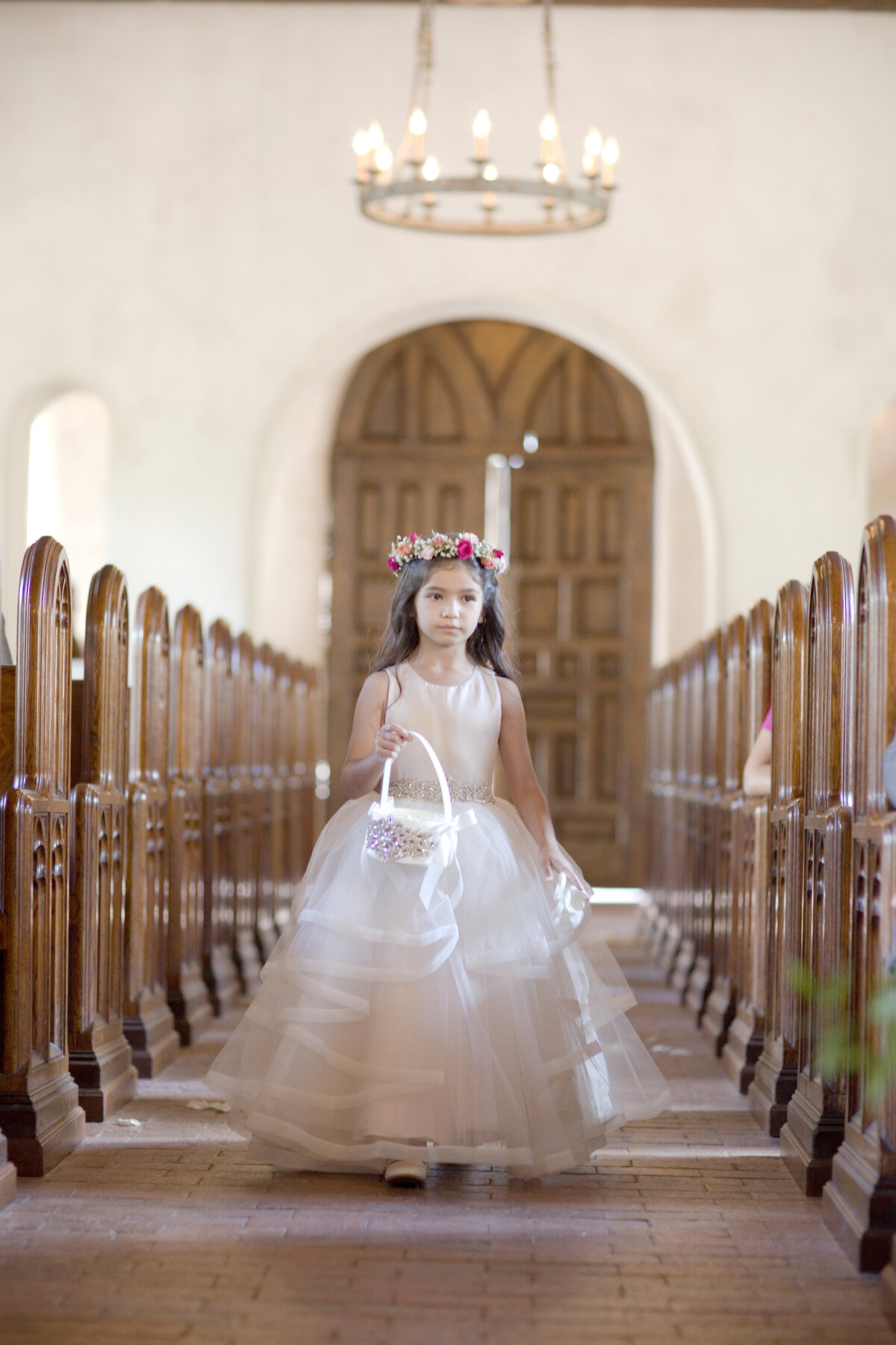 flower girl-wedding ceremony-lost mission chapel-hill country wedding