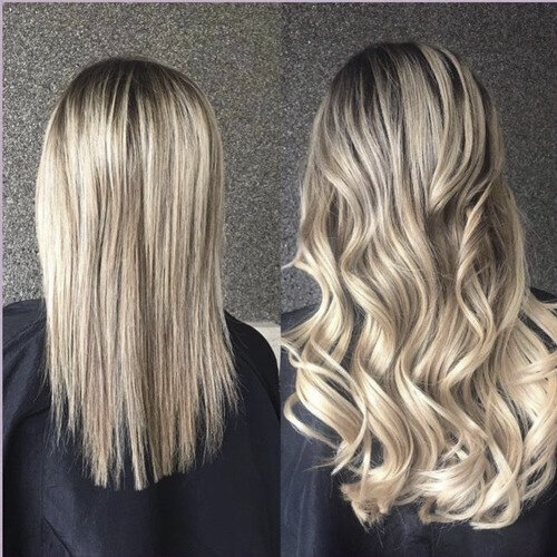 Blonde curly extensions