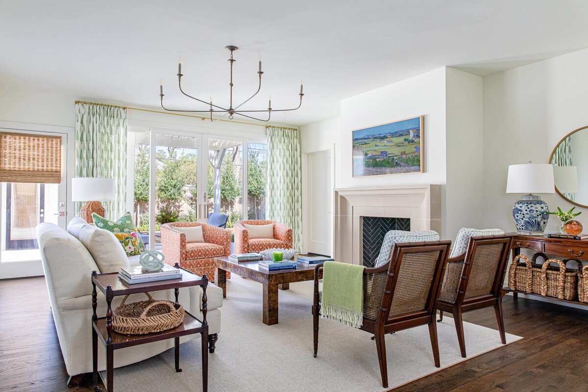 oyster creek studios highland park home seating aroun da wooden coffee in living room