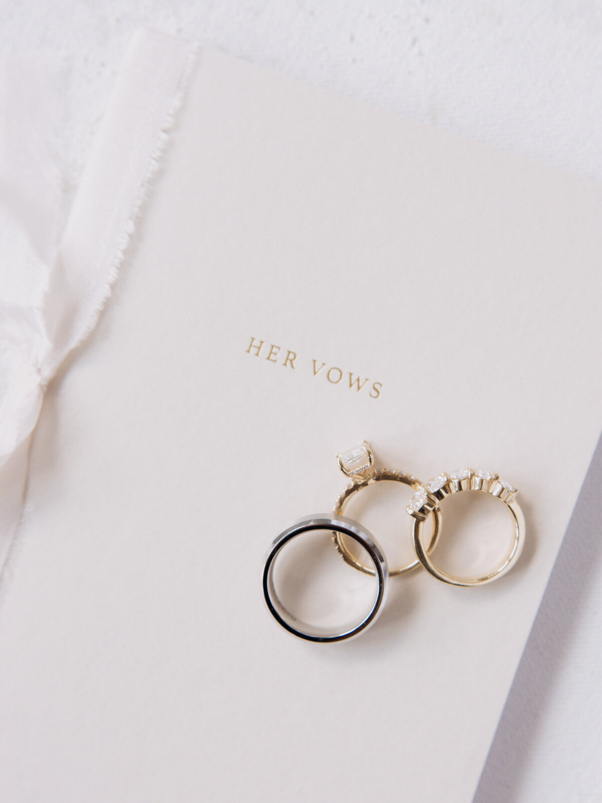 Wedding vows book with three rings