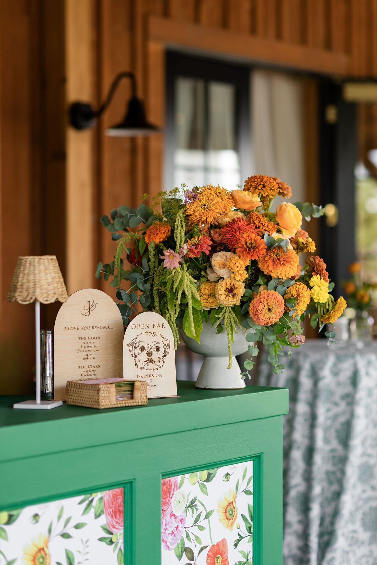 Custom Green Stement Bar - Verve Event Co. - Lake House on Canandaigua - Something Vintage Rentals (5)