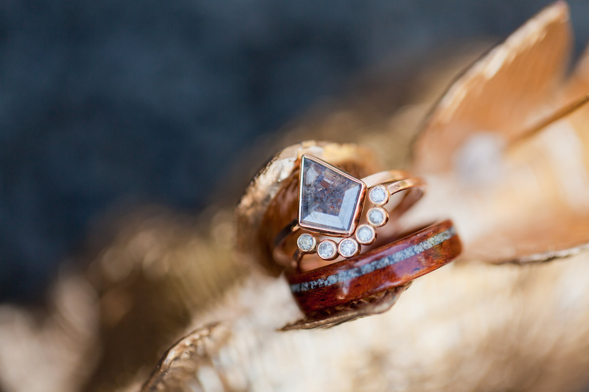 Rebecca Rae Photography Colorado Arizona Utah California Best Adventure Elopement Wedding Photographer Outdoor Nontraditional Destination Engagement Rings Wood Diamonds Dinosaur Film