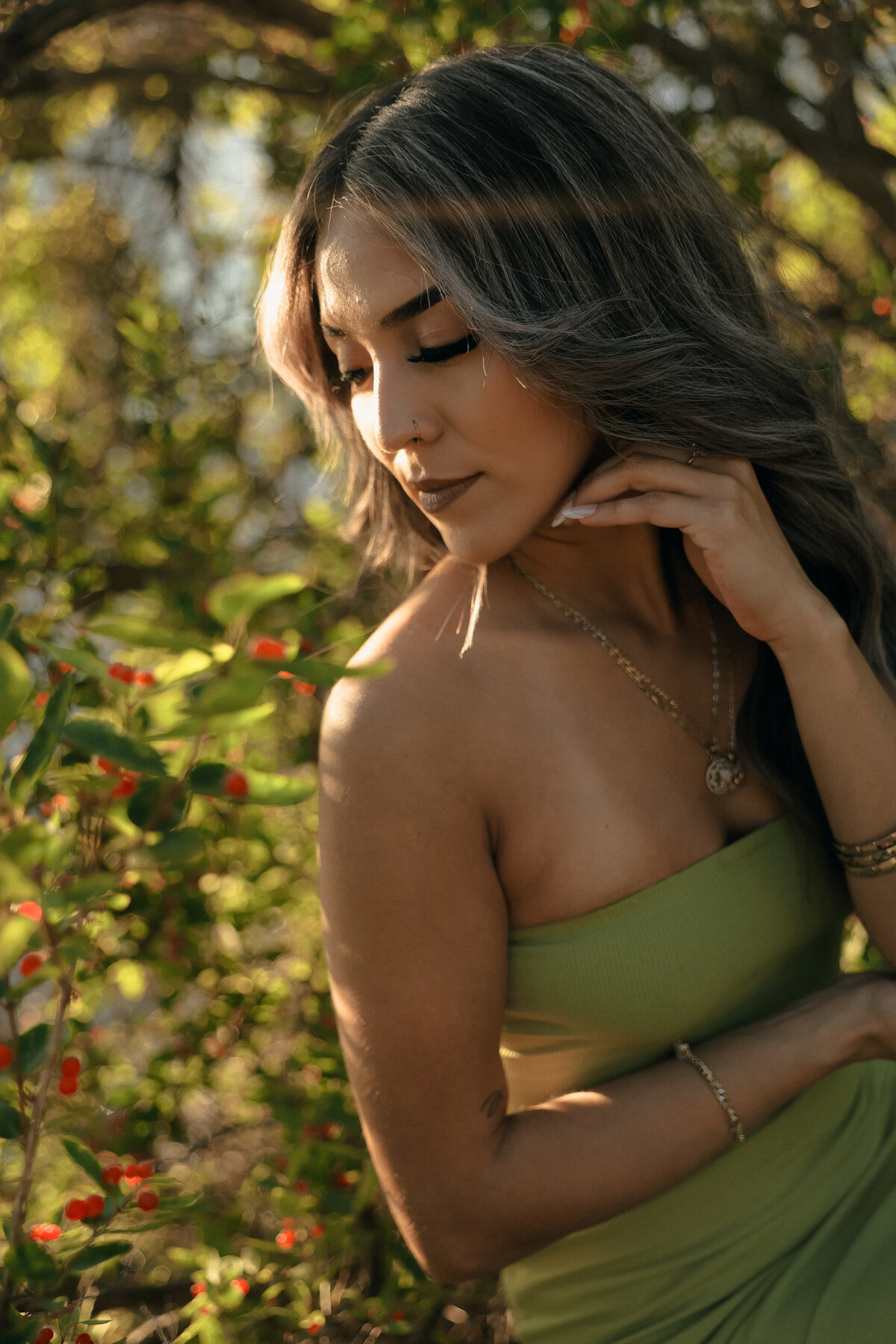 Senior Portrait of Girl Standing in Meadow at Sunset with Mountain Views in Oregon