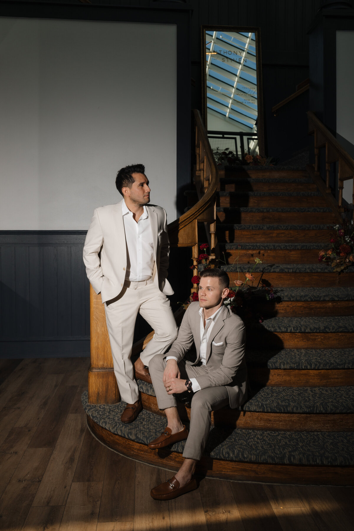 Queer couple portraits for an intimate wedding at Ellsworth Block