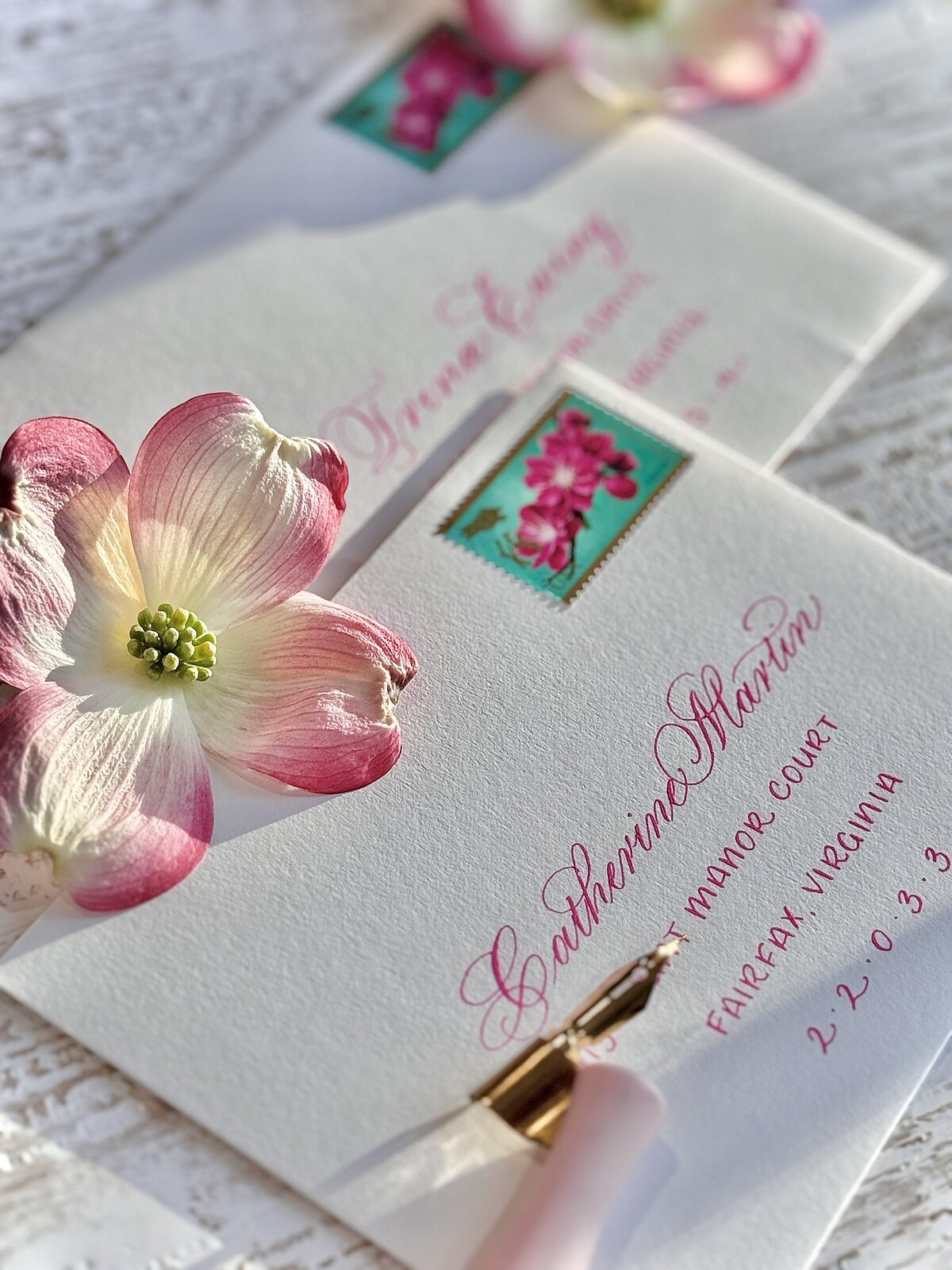 envelope calligraphy flourish copperplate