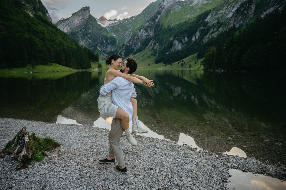 Switzerland Seealpsee lake elopement