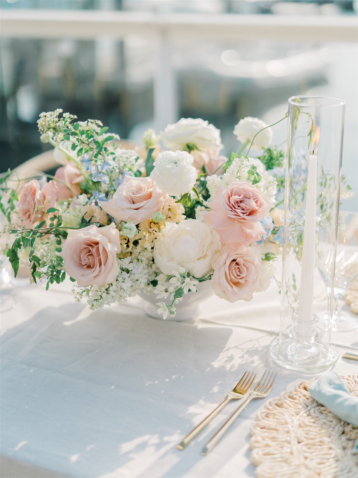 Kate-Murtaugh-Events-wedding-planner-Newport-intimate-outdoor-reception-spring-peonies-floral-centerpieces-boat-dock-marina