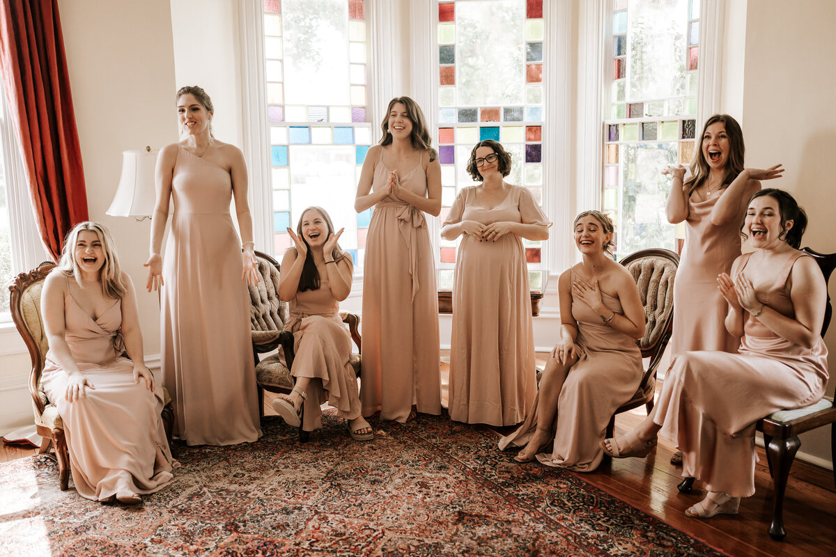 Bride First Look With Bridesmaids