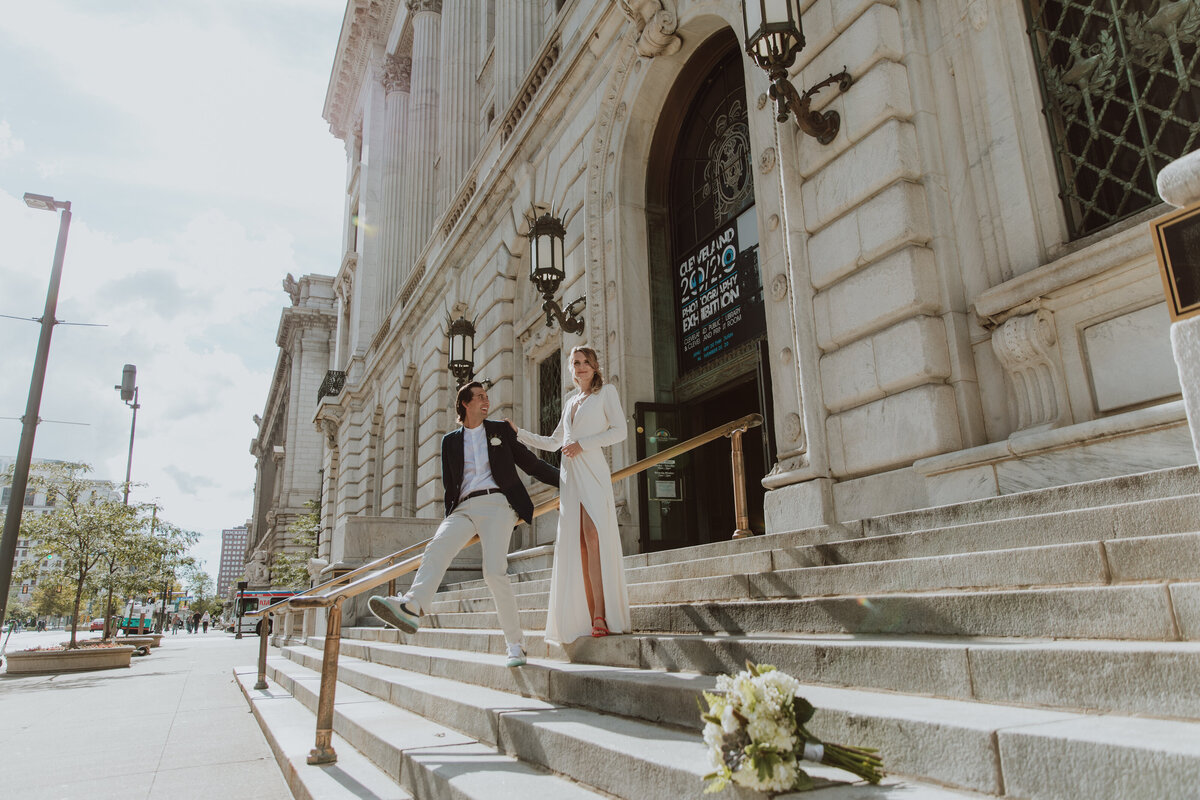 Wedding couple portraits in downtown Cleveland