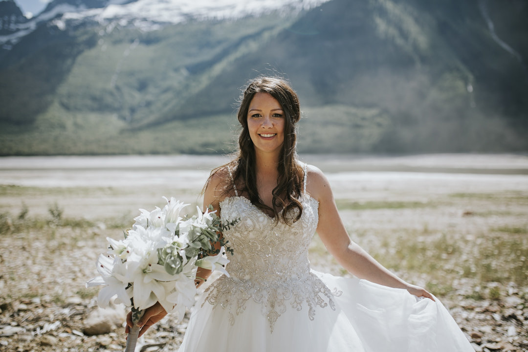 Bride at Kinbasket Lake Wedding Photograpy