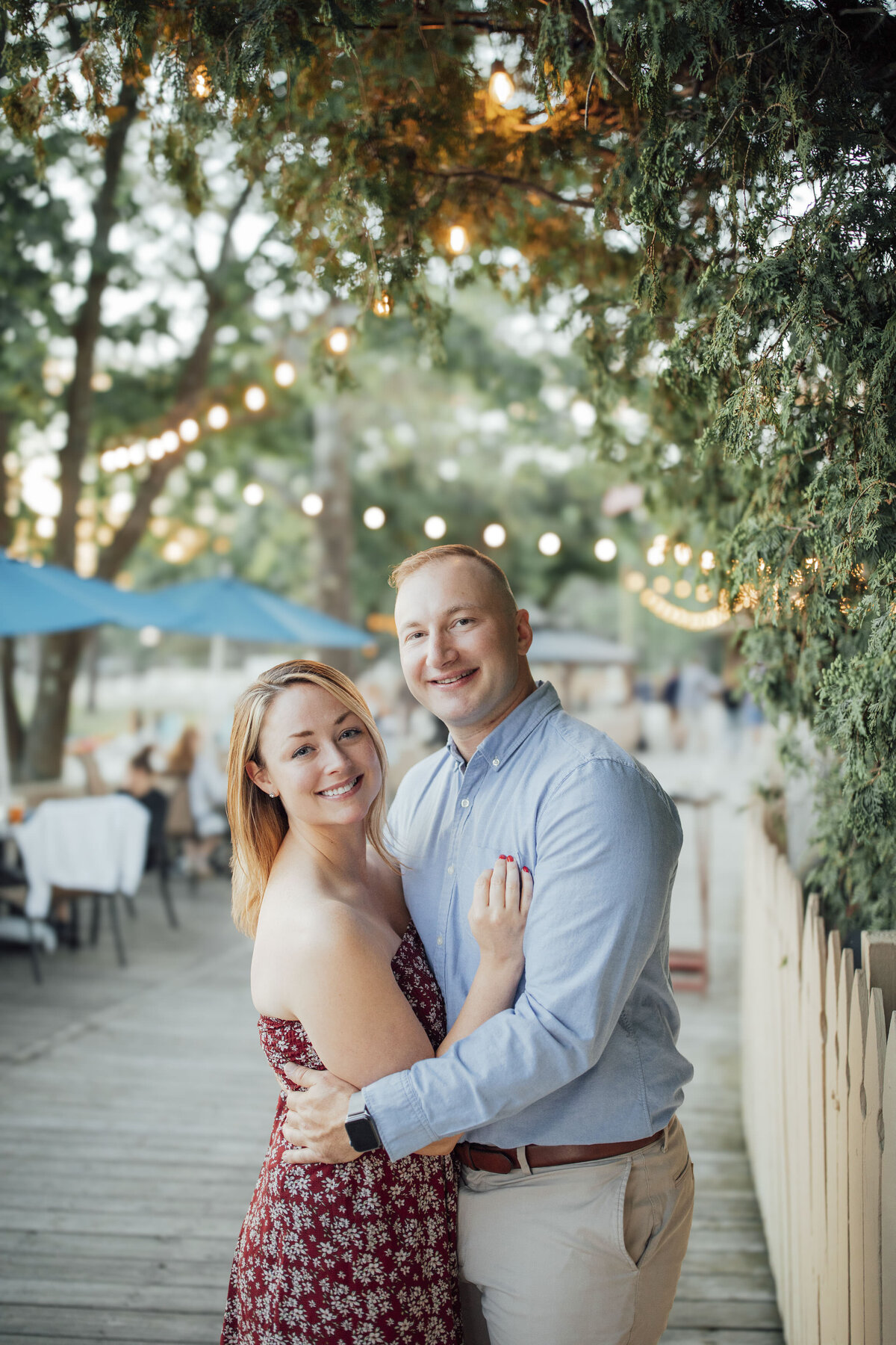 Proposal Photography | Groom-to-be proposing on the boardwalk overlooking the water at Lake Sparta | Sparta, New Jersey